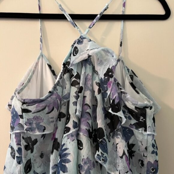 Blue Ruffled Floral Top - Picture 3 of 4